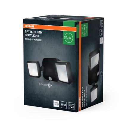 Osram - LED spoljašnji zidni reflektor sa senzorom BATTERY 2xLED/5W/4xD IP54