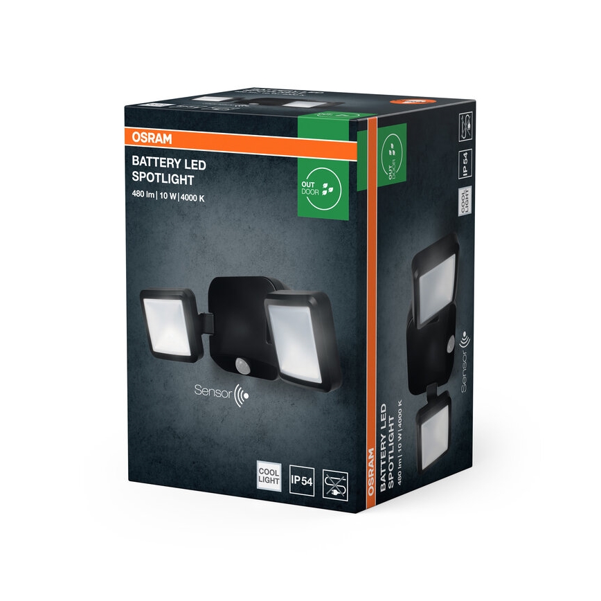 Osram - LED spoljašnji zidni reflektor sa senzorom BATTERY 2xLED/5W/4xD IP54