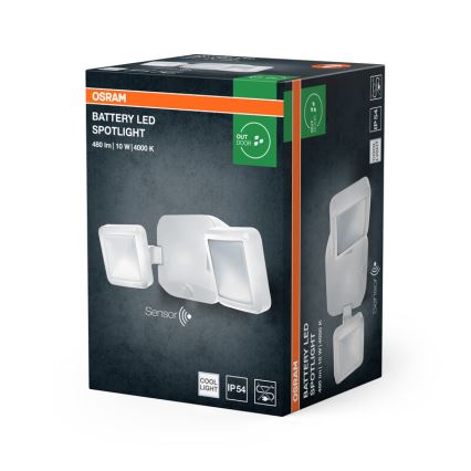 Osram - LED spoljni zidni reflektor sa senzorom BATTERY 2xLED/5W/4xD IP54