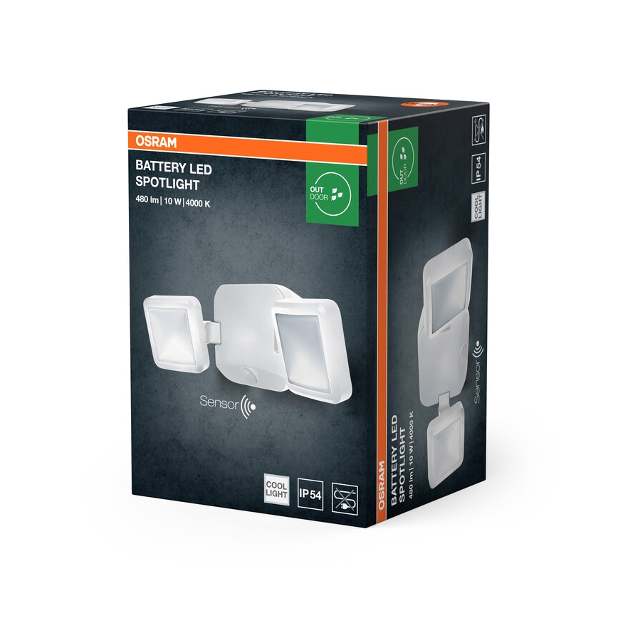 Osram - LED spoljni zidni reflektor sa senzorom BATTERY 2xLED/5W/4xD IP54