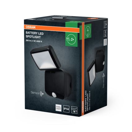 Osram - LED spoljni zidni reflektor sa senzorom BATTERY LED/4W/4xD IP54