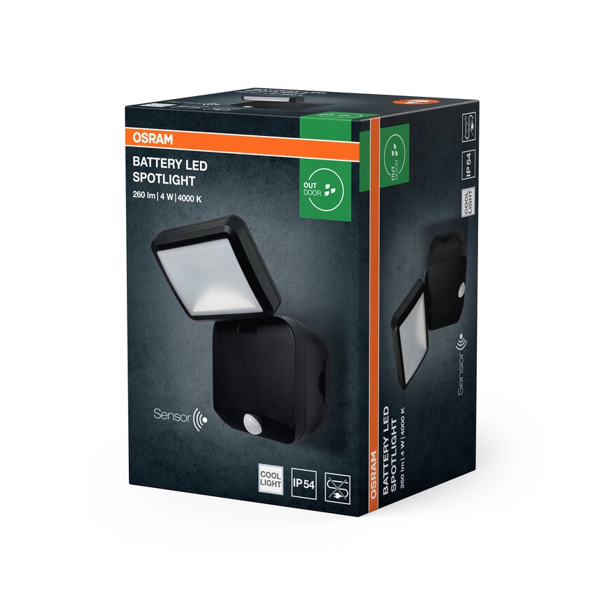 Osram - LED spoljni zidni reflektor sa senzorom BATTERY LED/4W/4xD IP54