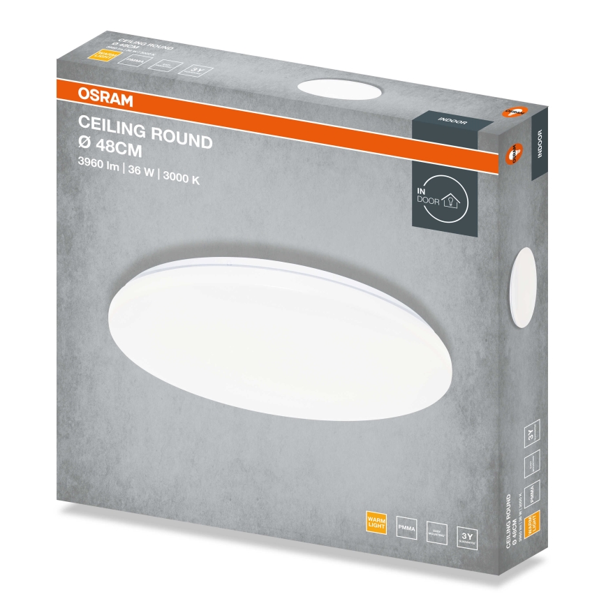 Osram - LED stropna svetiljka CEILING ROUND LED/36W/230V 3000K prečnik 48 cm bela