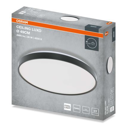 Osram - LED stropno svetlo CEILING LUXO LED/36W/230V prečnik 49 cm crno