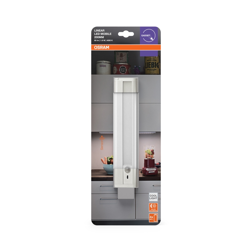 Osram - LED svetlo za ispod ormarića sa senzorom pokreta i sumraka LINEARLED LED/1,9W/6V 4xAA 4000K 21,4 cm belo