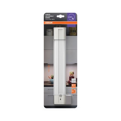 Osram - LED svetlo za montažu ispod ormara sa senzorom pokreta i sumraka LINEARLED LED/2,9W/9V 6xAA 4000K 31,4 cm belo