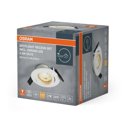 Osram - LED ugradno stropno svetlo SPOT 1xGU10/4,3W/230V 2700K CRI 90 bela