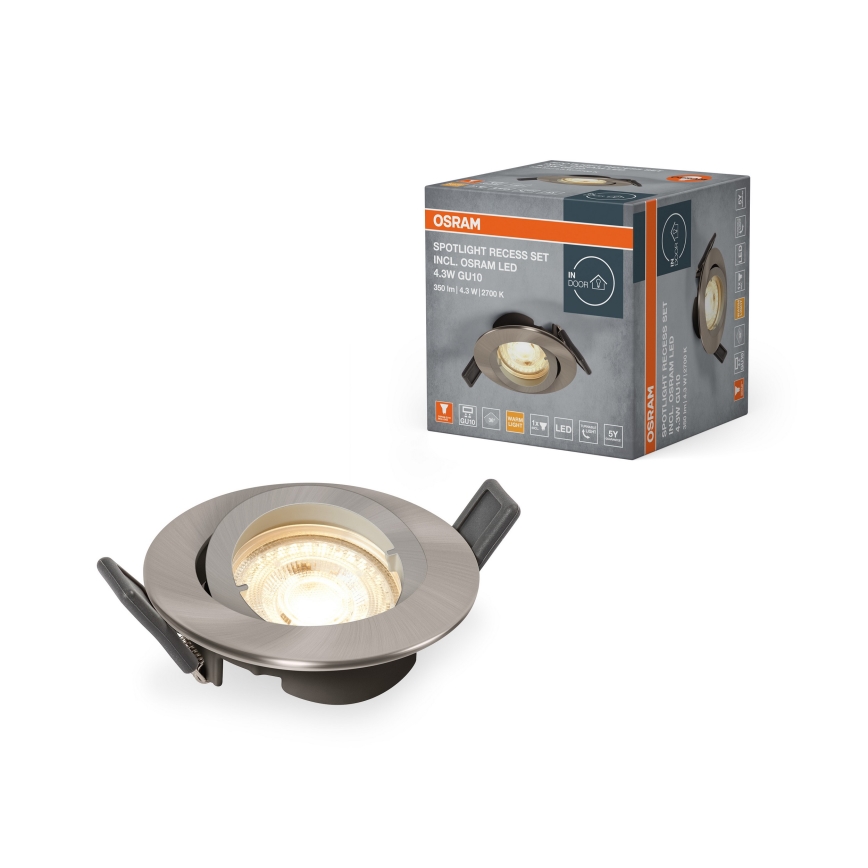 Osram - LED ugradno svetlo SPOT 1xGU10/4,3W/230V 2700K CRI 90 mat hrom
