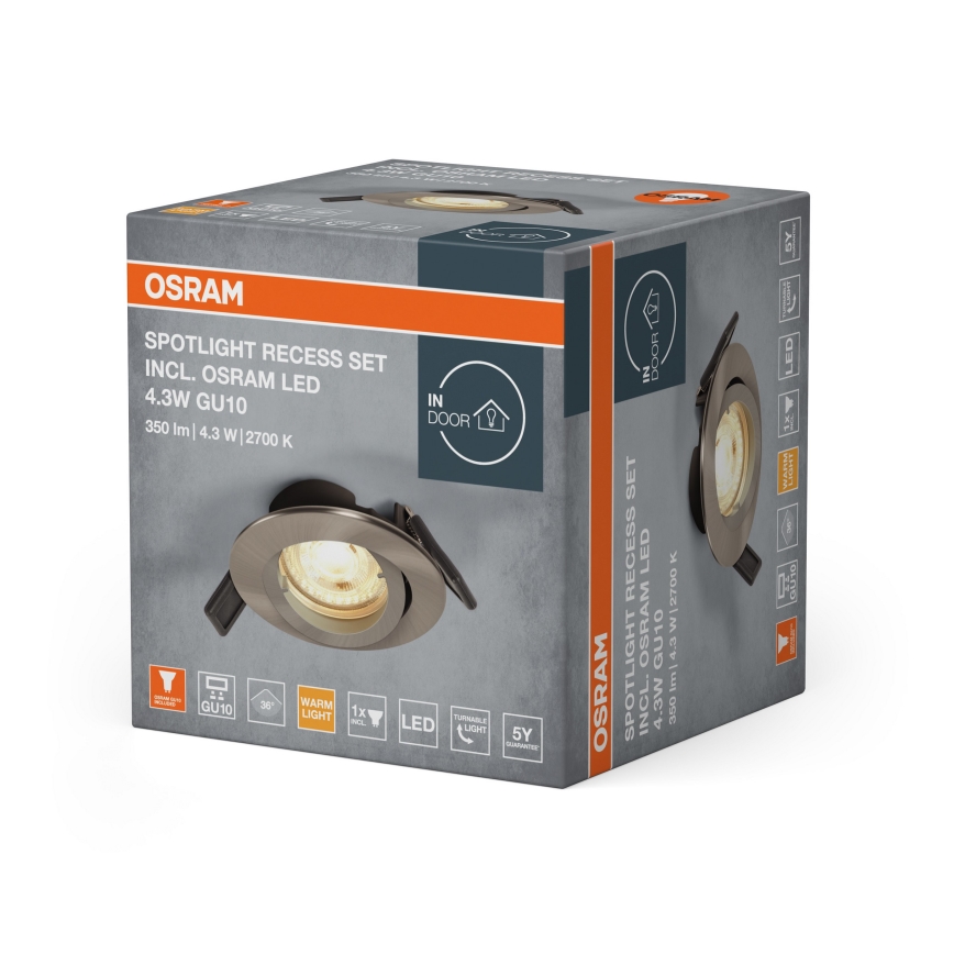 Osram - LED ugradno svetlo SPOT 1xGU10/4,3W/230V 2700K CRI 90 mat hrom
