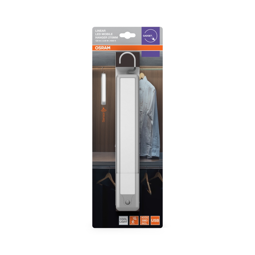 Osram - Viseće orijentaciono svetlo sa senzorom pokreta MOBILE LED/2,35W/5V 1000 mAh bela