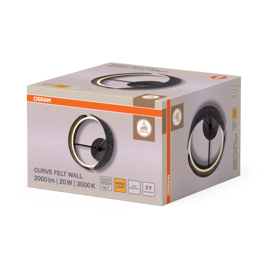 Osram - LED zidno svetilo DECOR CURVE LED/20W/230V sivo