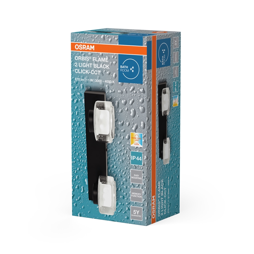 Osram - LED zidno svetlo za kupatilo ORBIS FLAME 2xLED/5,5W/230V 3000/4000K IP44 crna