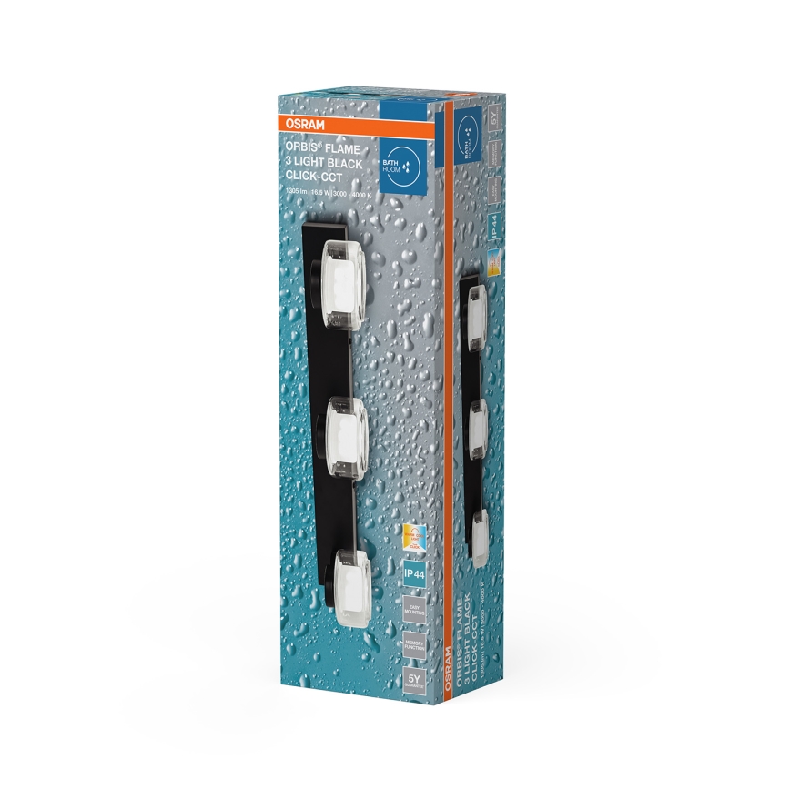 Osram - LED zidno svetlo za kupatilo ORBIS FLAME 3xLED/5,5W/230V 3000/4000K IP44 crno