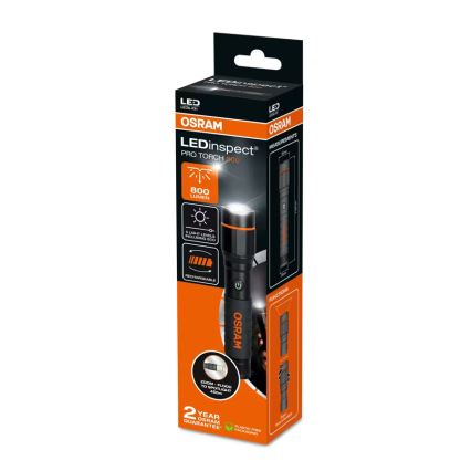 Osram - LED prigušiva punjiva baterijska lampa LEDINSPECT PRO TORCH 800 LED/8W/3,7V 2200 mAh IP44