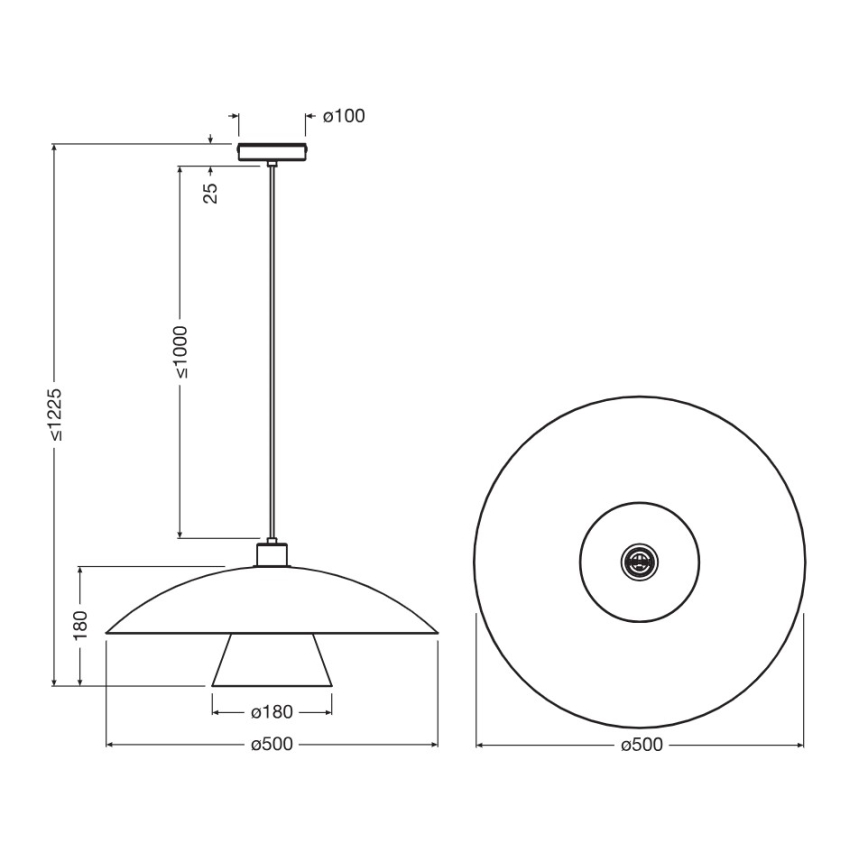 Osram - Luster na sajli DECOR FLYING MUSHROOM 1xE27/25W/230V prečnik 50 cm crna