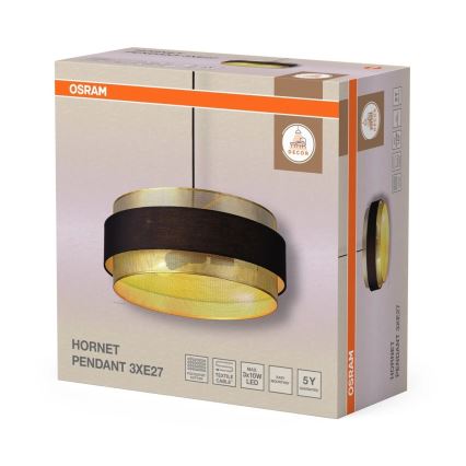 Osram - Luster na sajli DECOR HORNET 3xE27/10W/230V prečnik 50 cm crna/zlatna