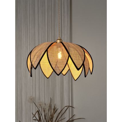Osram - Luster na sajli DECOR RATTAN 1xE27/15W/230V prečnik 48 cm bež/crna
