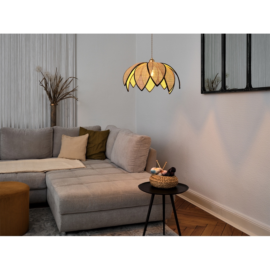 Osram - Luster na sajli DECOR RATTAN 1xE27/15W/230V prečnik 48 cm bež/crna