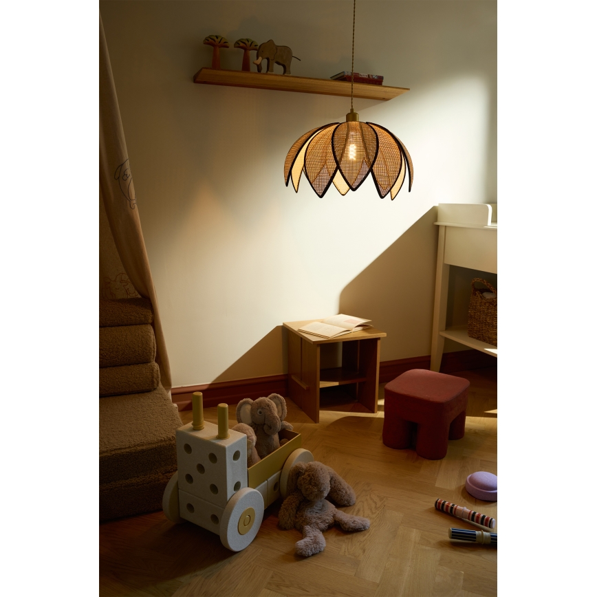 Osram - Luster na sajli DECOR RATTAN 1xE27/15W/230V prečnik 48 cm bež/crna