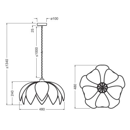 Osram - Luster na sajli DECOR RATTAN 1xE27/15W/230V prečnik 48 cm bež/crna