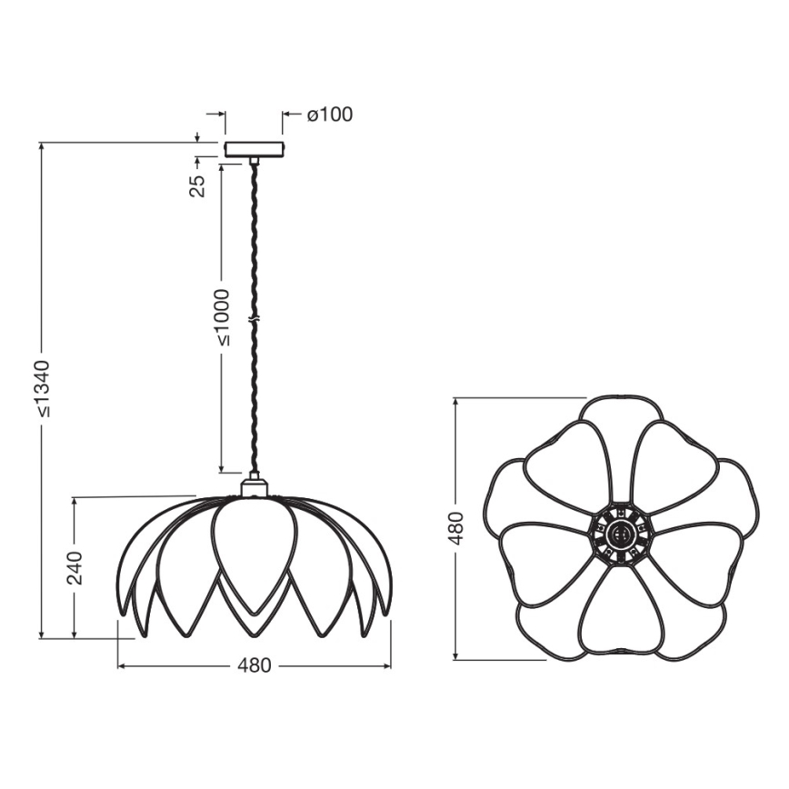 Osram - Luster na sajli DECOR RATTAN 1xE27/15W/230V prečnik 48 cm bež/crna