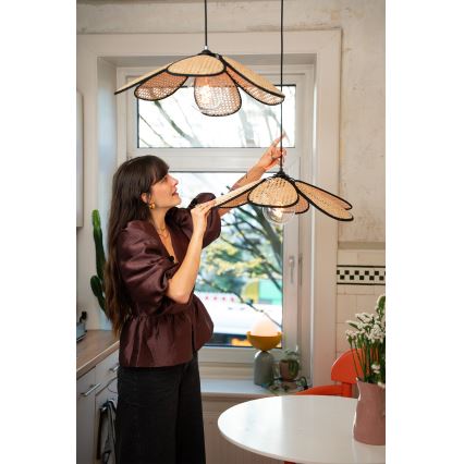 Osram - Luster na sajli DECOR RATTAN 1xE27/15W/230V prečnik 58 cm bež/crna