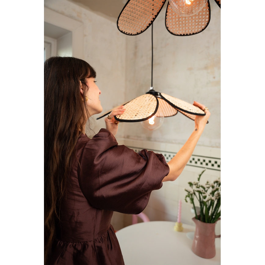 Osram - Luster na sajli DECOR RATTAN 1xE27/15W/230V prečnik 58 cm bež/crna
