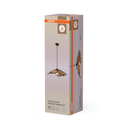 Osram - Luster na sajli DECOR RATTAN 1xE27/15W/230V prečnik 58 cm bež/crna
