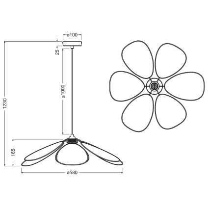 Osram - Luster na sajli DECOR RATTAN 1xE27/15W/230V prečnik 58 cm bež/crna