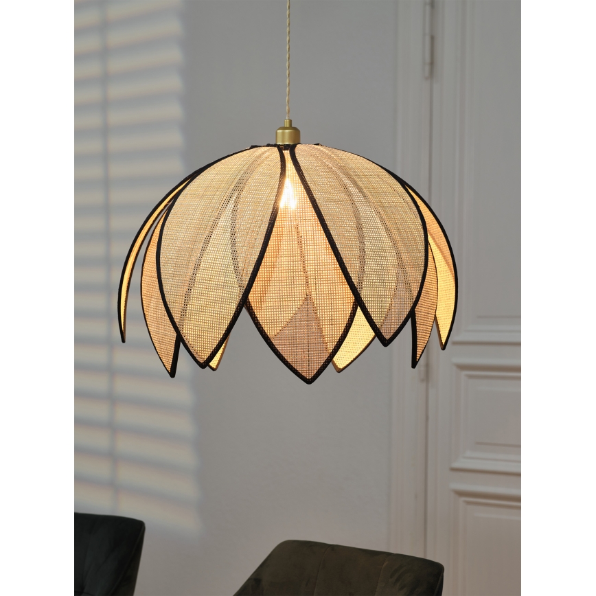Osram - Luster na sajli DECOR RATTAN 1xE27/15W/230V prečnik 67 cm bež/crna