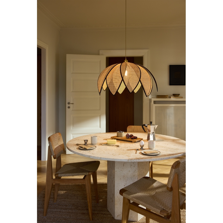Osram - Luster na sajli DECOR RATTAN 1xE27/15W/230V prečnik 67 cm bež/crna
