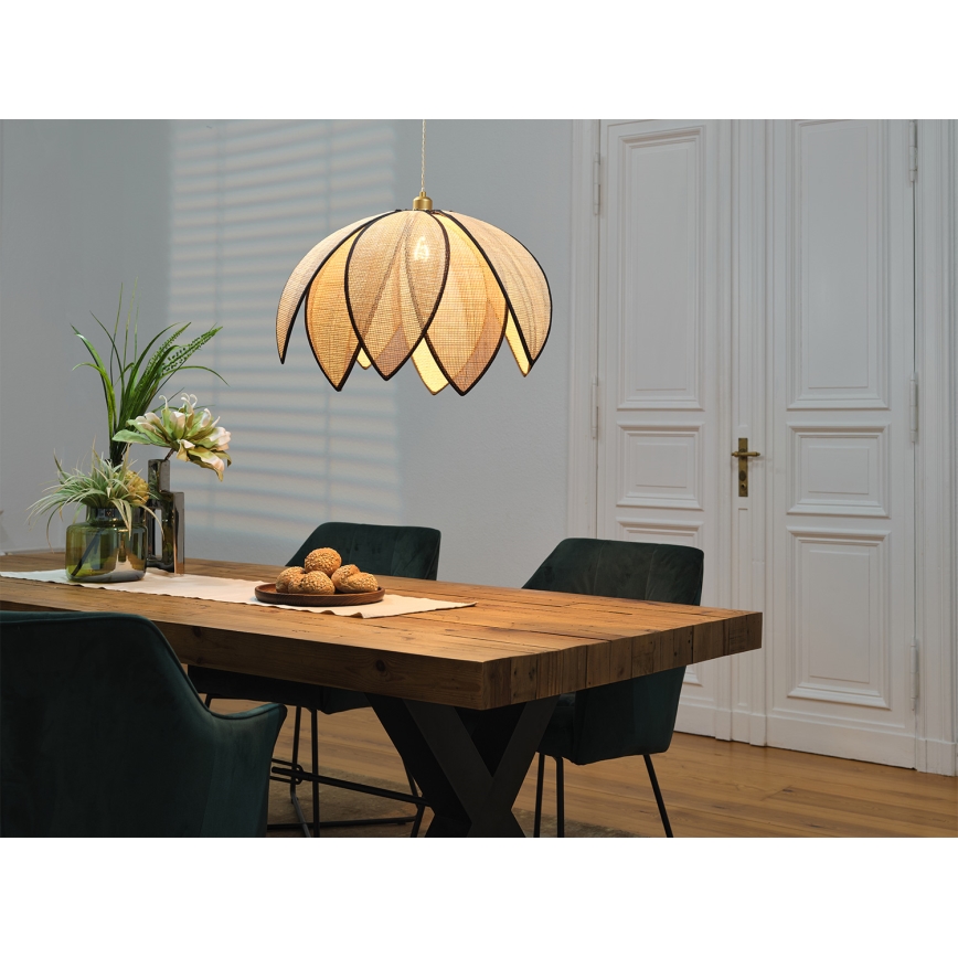 Osram - Luster na sajli DECOR RATTAN 1xE27/15W/230V prečnik 67 cm bež/crna
