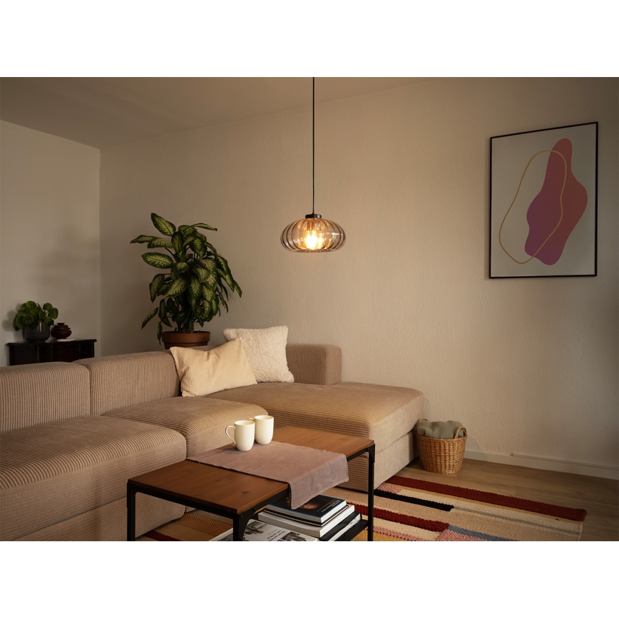 Osram - Luster na sajli DECOR SMOKE 1xE27/12W/230V prečnik 28 cm crna/zadimljeno siva