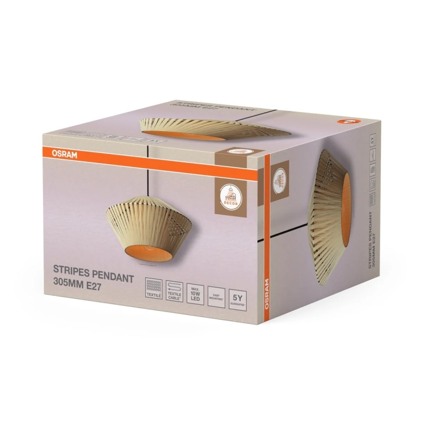 Osram - Luster na sajli DECOR STRIPES 1xE27/10W/230V prečnik 30,5 cm bež