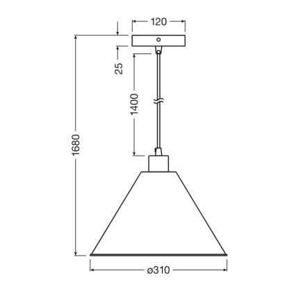 Osram - Luster na sajli PULP 1xE27/9W/230V prečnik 31 cm