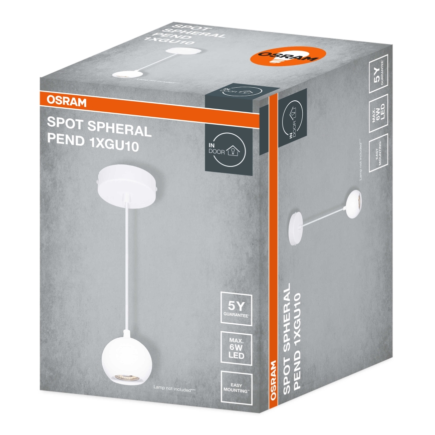 Osram - Luster na sajli SPOT SPHERAL 1xGU10/6W/230V bela