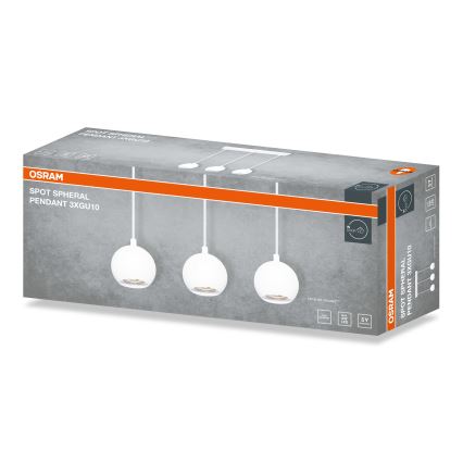 Osram - Luster na sajli SPOT SPHERAL 3xGU10/6W/230V bela