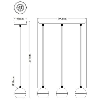 Osram - Luster na sajli SPOT SPHERAL 3xGU10/6W/230V bela
