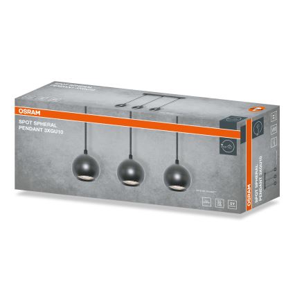 Osram - Luster na sajli SPOT SPHERAL 3xGU10/6W/230V crna
