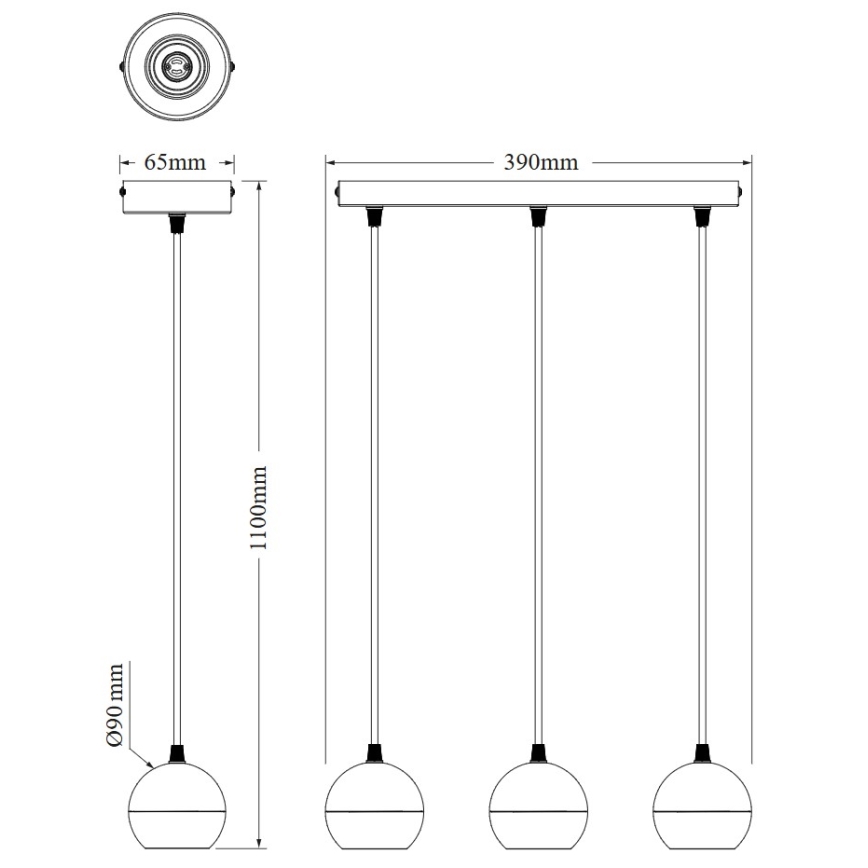 Osram - Luster na sajli SPOT SPHERAL 3xGU10/6W/230V crna