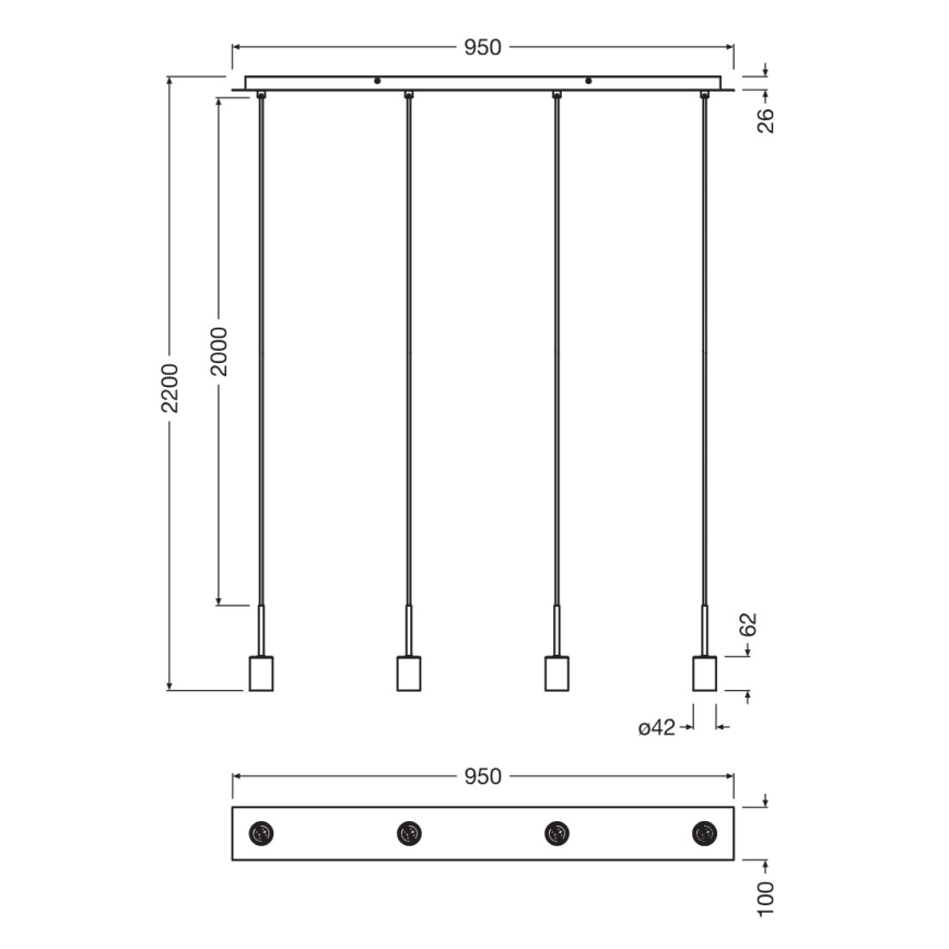 Osram - Napojni kabl NEEDLE PENDANT 4xE27/25W/230V antracit
