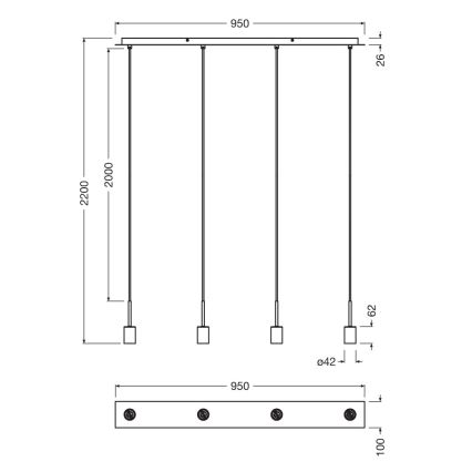 Osram - Napojni kabl NEEDLE PENDANT 4xE27/25W/230V bež