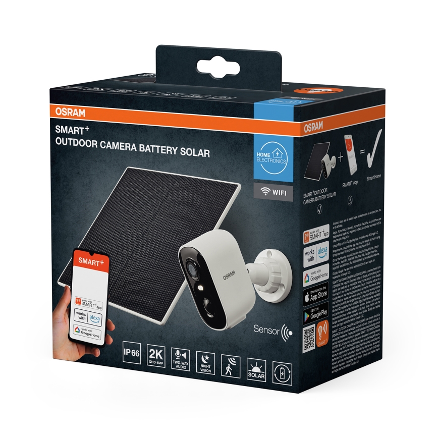 Osram - Pametna solarna kamera sa 2K SMART+ senzorom, 5V, 5200 mAh, IP66, Wi-Fi