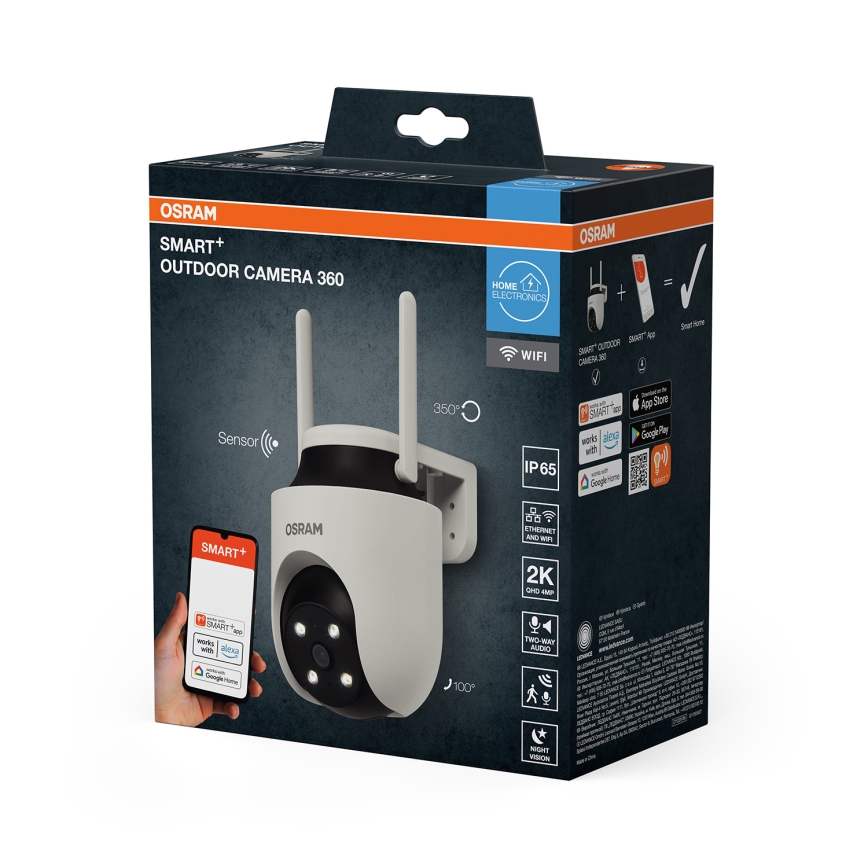 Osram - Pametna spoljašnja kamera 360° sa senzorom 2K SMART+ 230V IP65 Wi-Fi