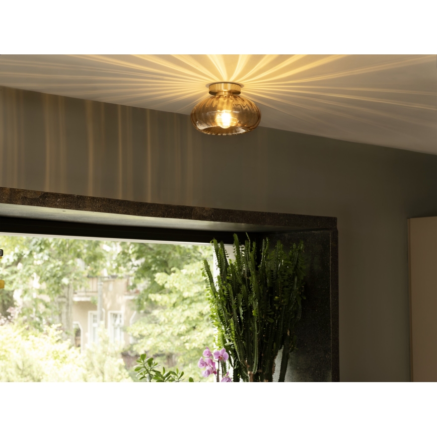Osram - Stropno svetlo GOLD GLASS 1xE27/12W/230V prečnik 28 cm zlatno/zadimljeno bež
