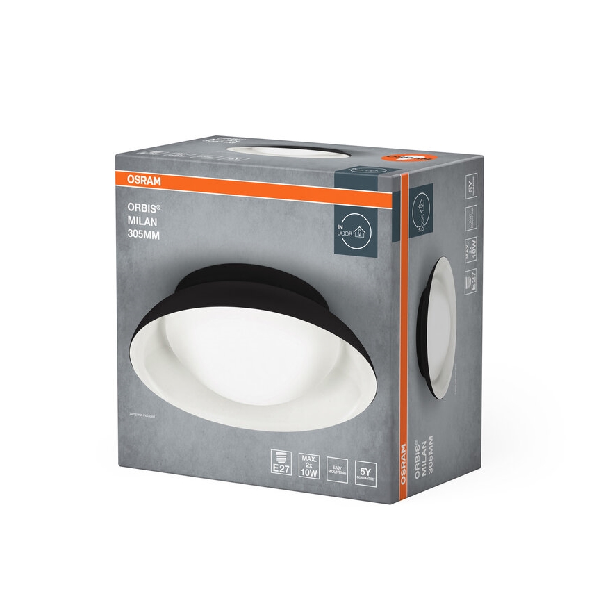 Osram - Plafonska svetiljka ORBIS MILAN 2xE27/10W/230V prečnik 30,5 cm crna