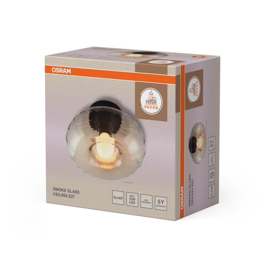 Osram - Stropno svetlo DECOR SMOKE 1xE27/12W/230V prečnik 28 cm crna/dimljeno siva