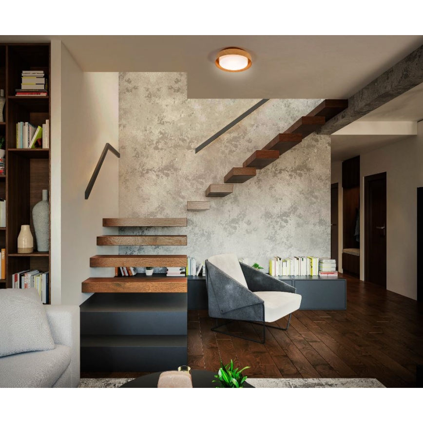 Osram - Plafonsko svetlo ORBIS MADRID 2xE27/10W/230V prečnik 29 cm dekor drveta