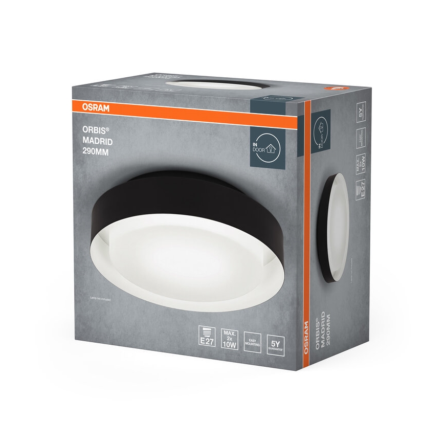 Osram - plafonsko svetlo ORBIS MADRID 2xE27/10W/230V prečnika 29 cm crna