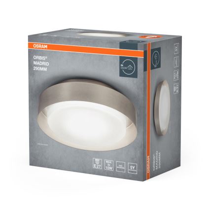 Osram - Plafonsko svetlo ORBIS MADRID 2xE27/10W/230V Ø 29 cm mat hrom